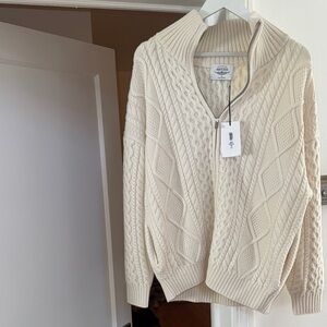 Aritzia Ivory Cable Knit Zip-Up Cardigan | NEW WITH TAG